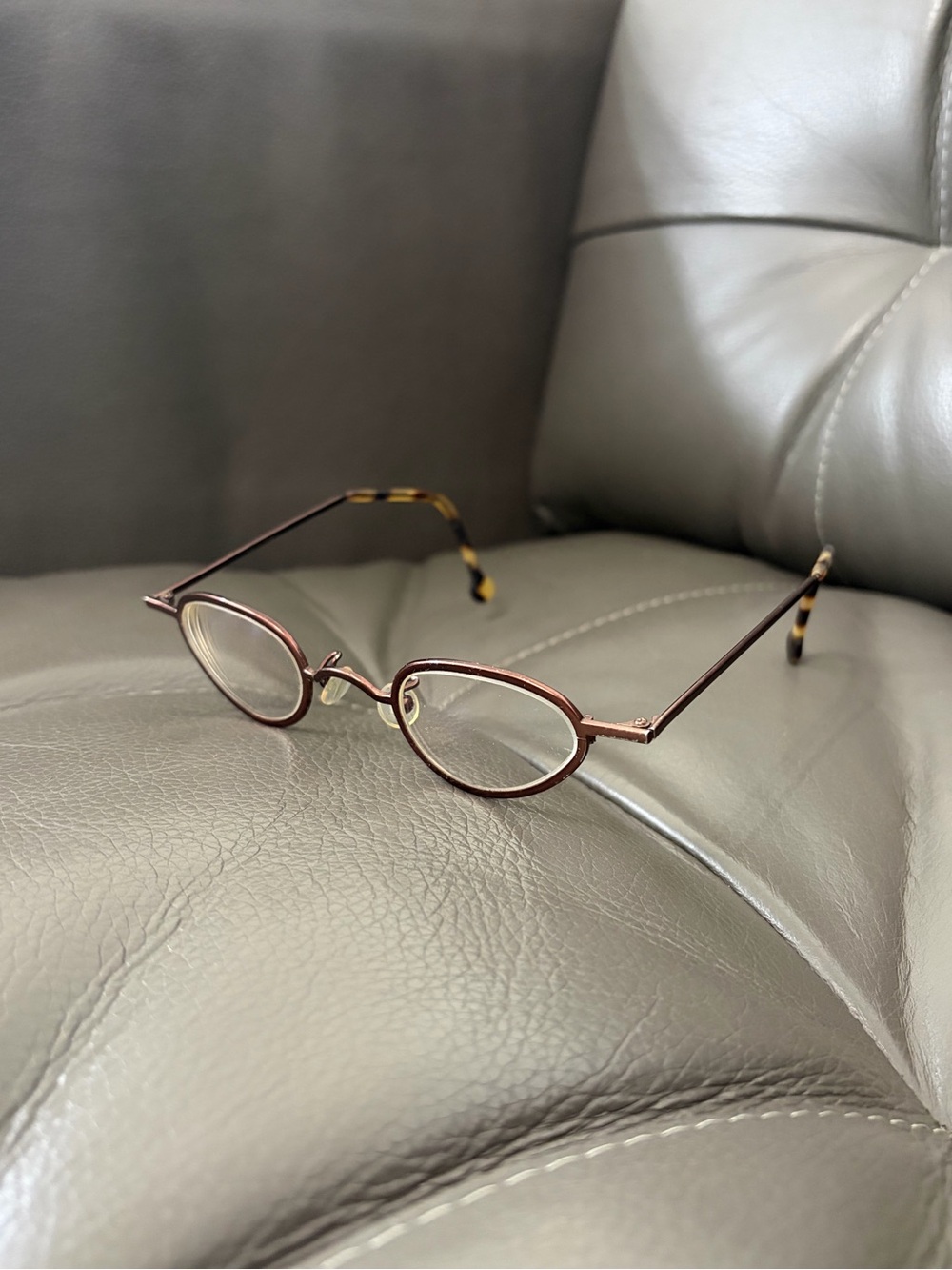L.A. Eyeworks MINI 414 Oval Metal Eyeglasses in Brown with Tortoiseshell